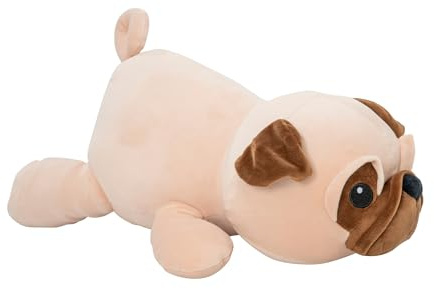HTI Gemütliche Kuschelfreunde Tierkissen | Weiches, beschwertes Plüschtier für Kinder & Erwachsene | Süßes Kuscheltier gegen Angst, Stress & ADHS | Krokodil, Mops, Einhorn | Ab 18 Mon. (Mops)