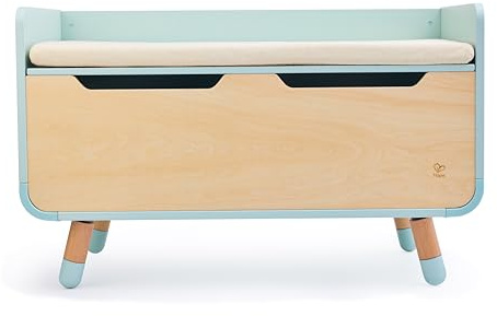 Hape Sitzbank mit Stauraum – Multifunktionale Kinder-Sitztruhe aus Holz mit abnehmbarem Deckel und Fach, Aufbewahrungsbank fürs Kinderzimmer, ab 3 Jahren