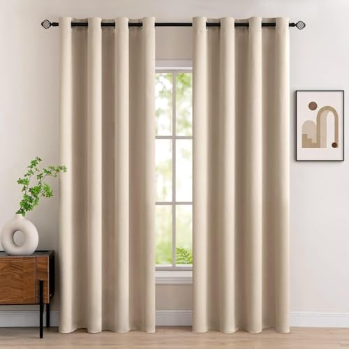 MIULEE Verdunklungsvorhänge Dunkelbeige Vorhänge Blickdicht 2er Set 235 cm Lang, Gardinen Ösen Abdunkelnde Vorhänge Wohnzimmer Schlafzimmer, Fenster Gardine Verdunkelung Thermovorhang Hitzeschutz