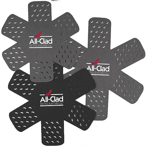 All-Clad Kochgeschirrschutz, 3-teiliges Kochgeschirr-Set, Polyester, Schwarz/Grau, 3-Pack Pot Protectors, 3