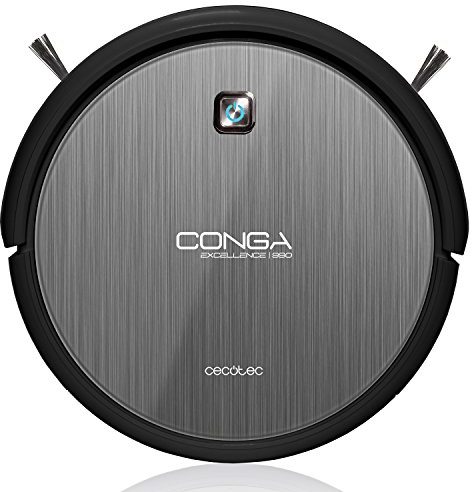 Cecotec Robot Aspirador Conga Excellence 990 Dry. 2 en 1: Barre y aspira. iTech 3.0. Silencioso. Programable. 5 modos de limpieza. Potente. Filtro HEPA, Base de carga. Animal Care. 160 min.