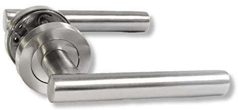 Door Handles Straight T Bar Satin Chrome Internal Latch - Haven Heritage