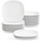 MALACASA, Série Elisa, 24pcs Assiettes à Dessert Porcelaine, Assiettes à Gâteau, Assiettes et Plats de Service pour 24 Personnes