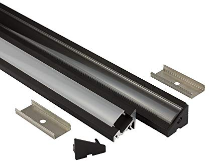 tktrading24 A20 LED Profil Schwarz mit Abdeckung - Premium Eckprofil 30° - 2x Endkappen