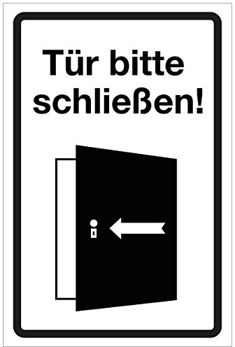 WANDKINGS Hinweisschild - Tür Bitte schließen! - stabile Aluminium Verbundplatte - Wähle eine Größe - 20x15 cm