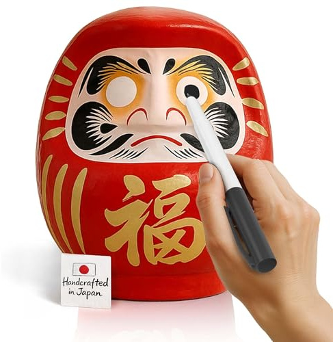 Daruma Puppe Rot 9 cm. Japanischer Glücksbringer & Wunschpuppe für Erfolg, Motivation & Neuanfang. Traditionelle Dharma Figur – Zen Feng Shui Dekoration für Büro & Zuhause. Geschenkidee. Made in Japan