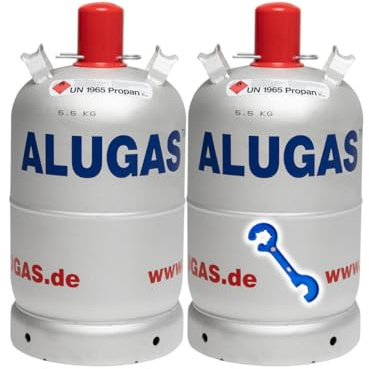 Alugas 2X 11 Kg Propangasflasche, Gasflasche für Camping NEU leer