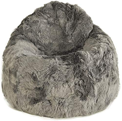 generisch Sitzsack Pouf aus Lammfell grau gefärbt kurzwollig