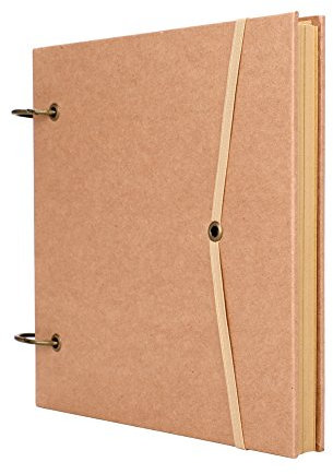 A4 Kraft Scrapbook,Blank Ring Binder Notebook Notepad Loose Leaf Sketchbook Journal Diary for Drawing Writing with Elastic Band Closure