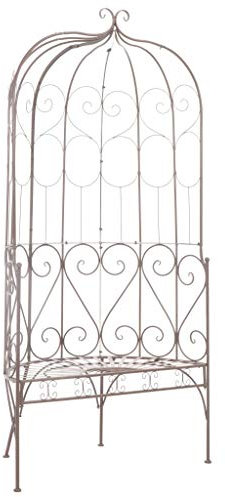 Festnight Garden Bench Rose Arch Trellis Climbing Plants Roses with Bench Pergola Iron Antique Brown 95 cm