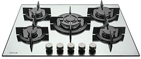 MILLAR GH7051PS 70cm 5 fornelli in vetro piano cottura a gas - Argento | Specchiato | Nichel