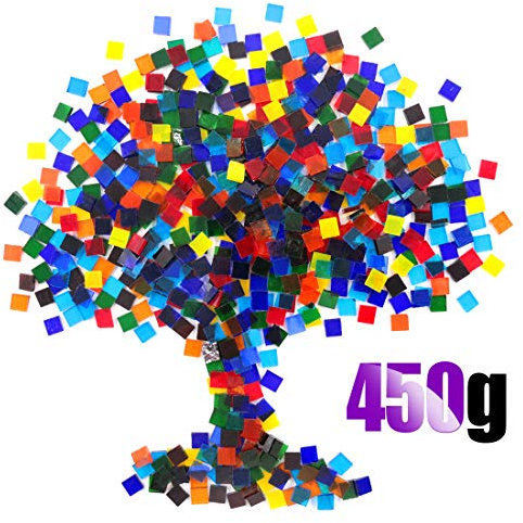 Swpeet - Piastrelle triangolari per mosaico, 1 sterlina, colori misti, in vetro, con contenitore, triangolo, in vetro, perfetto per decorazioni domestiche e artigianali Square Trasparente.