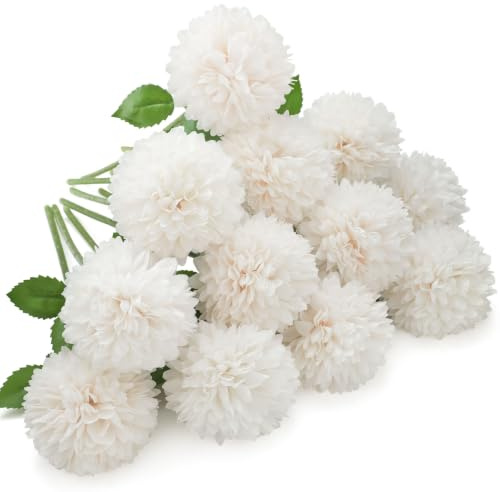 Floweroyal Künstliche Blumen, Chrysanthemen, 12 Stück weiß