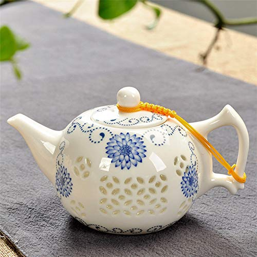 myQ Traditional Chinese Blue White Rice Pattern Porcelain Tea Pot 170ml Ancient China Ceramic Teapot Puer Kongfu Tea Set Samovar,Petal Sunflower