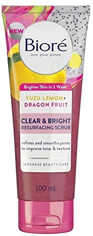 Bioré Clear and Bright Yuzu Lemon + Dragon Fruit Resurfacing Scrub Peeling 100ml