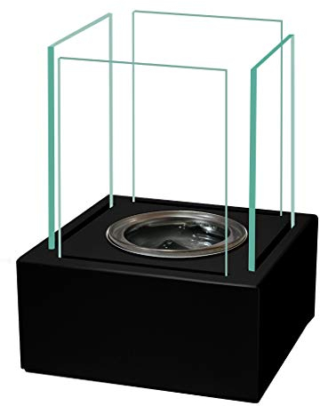 GMT - Kleiner Bioethanol-Kamin mit schützendem gehärtetem Glas - Ungiftig Tragbare Dekorative Box Heizung für Außen oder Innen - Alternative für Laterne im Garten oder Kerzen zu Hause - Set