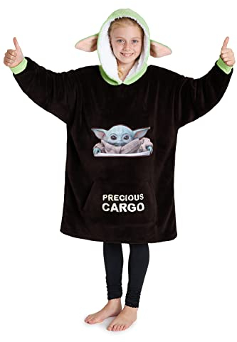 The Mandalorian Decken Hoodie Jungen, Oversize Hoodie Pullover Jungen, Baby Yoda und Mando Decken Pullover (Braun/Grün)
