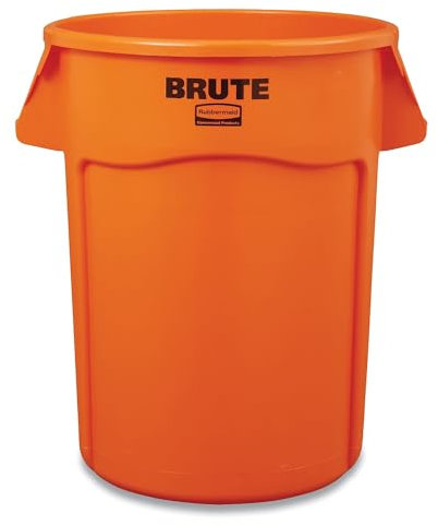 Rubbermaid Commercial Products BRUTE Mülleimer 121L Orange – Schwerlast-Abfallbehälter in Sicherheitsfarbe mit Luftkanälen, robuster Kunststoff für Bauwesen Gastronomie Büro und Lager – 2119308