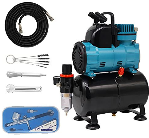 Psipro Airbrush Compressor Kit with 3L Tank and 6FT Hose Multipurpose for Spraying Cake Decorating Tattoo Nail Craft Painting