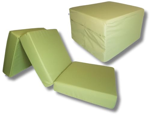Natalia Spzoo – gemütliche Faltmatratze 195 x 75 x 15cm mit Visco-Schaum-Schicht – Klappmatratze mit abnehmbarem Bezug – 3-teilige klappbare Lux-Bodenmatratze (Mit Housse, Apfelgrün)