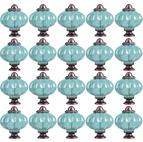 ZESLIV 20 Stk Möbelknöpfe 33mm Hellblau Möbelgriffe Kürbis Keramik Schubladenknopf Schrankgriff Möbelknopf Kinderzimmer Möbelknauf