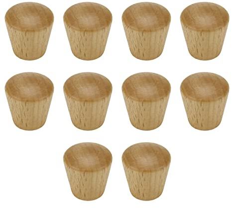 UTALIND 10 Stück 2,3 x 2,3 cm Massivholz Schubladenknöpfe Vintage Kegel Schrankknöpfe Schuhbuch Schublade Knauf Griff Buche Holz Möbelknöpfe (Braun)