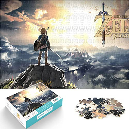 adults and kids jigsaw puzzles 1000 pieces puzzles legend of zelda jigsaw jigsaw breath of the wild wallpaper puzzles education games toys family decoration 75x50cm