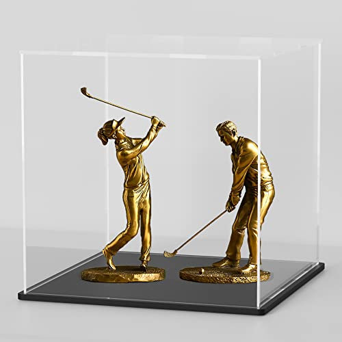 SVENJBB Acryl-Vitrine, 22,9 x 22,9 x 22,9 cm, Acryl-Boxen für Display, transparente Vitrinen mit mattschwarzem Boden und Deckel für Sammlerstücke