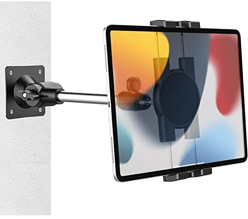 Supporto Tablet Muro Orientabile, woleyi Porta Tablet Parete con Braccio in Metallo per Cucina, Bagno, Camera da Letto, Sala da Lettura per iPad Pro Air Mini, Galaxy, Switch, Telefono, 4-12.9