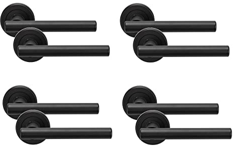 Golden Grace Straight T-Bar Door Handles on Rose, Matt Black, 4 Pairs