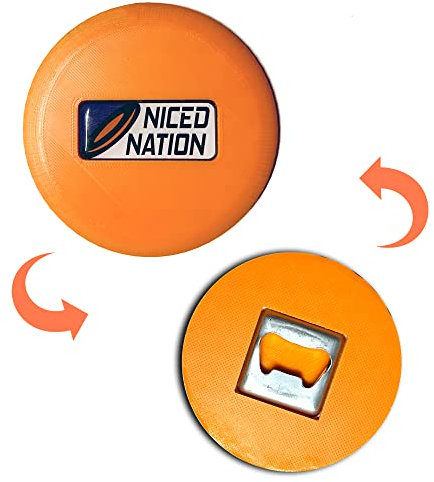 NICED NATION Disc Golf Mini Marker mit integriertem Flaschenöffner - perfekte Ergänzung zu Ihrem Disc Golf Zubehör (Orange)