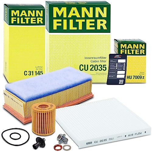 MANN-FILTER Inspektionspaket Filterset 1x Ölfilter, 1x Luftfilter, 1x Innenraumfilter, 1x Ölablassschraube mit Dichtring Kompatibel mit TOYOTA AVENSIS (_T25_), COROLLA Verso (ZER_, ZZE12_, R1_)