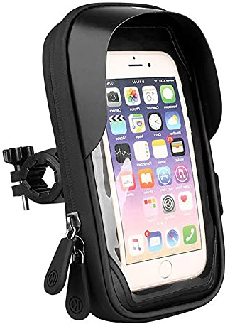 Fahrrad Handyhalterung, Wasserdichte Fahrradhalterung für Lenker, Universal 6,4 Zoll Handyhalter mit Tasche (Black)