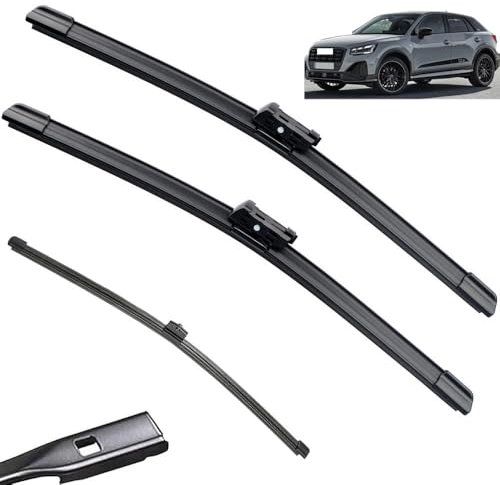 Scheibenwischer-Set for vorne und hinten, kompatibel mit Audi Q2 2016–2023, Windschutzscheibe, Windschutzscheibe, Fenster, Regenbürsten, 24 Zoll + 19 Zoll + 13 Zoll