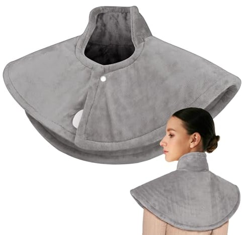 Neck & Shoulders Heat Pad, Electric Neck Heating Pad with 9 Heat Options, Auto-Off Timer, Overheat Protection, Hand Washable Fast Heating Pad - Grey