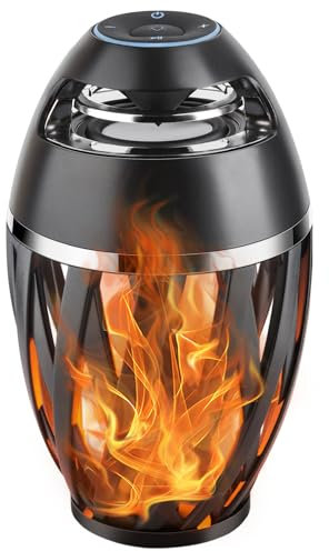 Tioneger Flame Outdoor Bluetooth Speakers, LED Table Lamp Speaker, Flame Light Speaker, Portable Wireless Waterproof Outdoor/Indoor LED Flickers Speaker with Handle, Gifts for Men (A1)