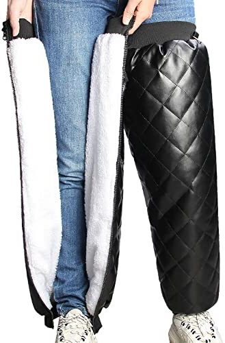 Winter Motorrad Kniewärmer,70cm Knieschoner Knieschützer Warmer Verdicken Winddicht Wasserdicht Kältebeständig Knie Stulpen Legwärmer Thermo Plüschfutter Beinstulpen für Outdoor Sport Damen Herren