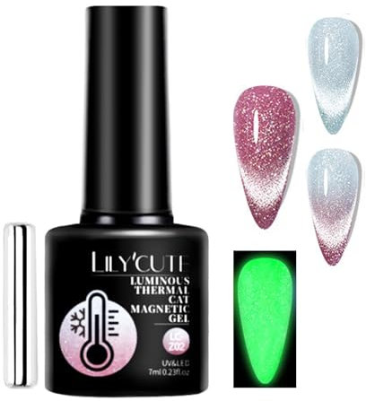 Cat Eye Color Changing Gel Nail Polish - Glitter Magnet Holographic 9D Luminous Glow In Dark Effect for Nail Art Manicure DIY at Home