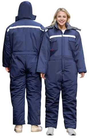 Celucke Unisex Overallanzug Hohe Sichtbarkeit Wwasserdicht Arbeitskleidung Einfarbige Verdickter Warme Winter mit Kapuze Wasserdichter Arbeits-Overall Schutzkleidung Herren Damen