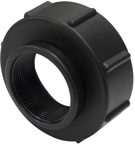 AERZETIX - C73281 - Adaptador reducción Hembra S100x8mm a Rosca Interna Hembra 2'' para Tanque IBC-GRV - en plástico - Color Negro - Reductor Racor depósito de Agua riego