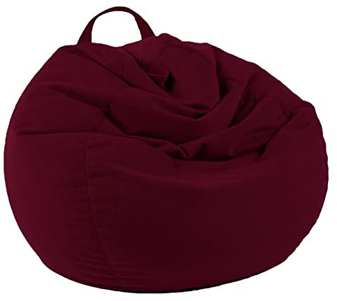 LPMOERA Stuffed Animal Storage Bean Bag Chair Cover (No Filler) For Kids and Adults.Soft Premium Corduroy Stuffable Bean Bag For Organizing Children Plush Toys or Memory Foam Winered L For Adults