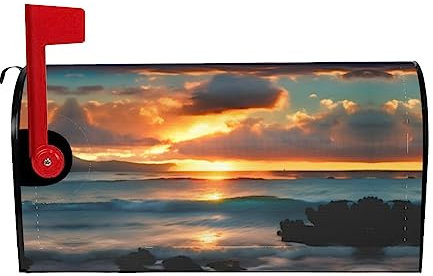 Beach Maui Hawaii Sonnenuntergang Meer Wellen Wolken Briefkastenabdeckungen magnetisch Standardgröße 45,7 x 53,3 cm Urlaub Garten Briefkästen Dekorationen für draußen