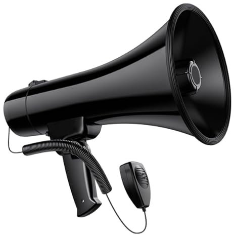 HALAHAI Bullhorn Megaphone Hand Megaphone 50w Portable Recording USB Port Bullhorn Speaker With Detachable Mic Outdoor Activities Speaker Megaphone Speaker