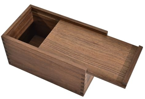 ERUOAEY Decorative Solid Walnut Wood Storage Box with Magnetic Slide Lid