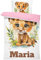 Pictogogo Süßes Tiger-Design Kleinkindbettwäsche für Mädchen und Jungen mit Namen, Personalisiert, Wählbare Baumwollunterfarbe (Weiß, Rosa, Blau, Grau), Oeko-TEX, 100 x 135 cm