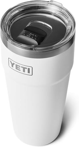 YETI Rambler Cup, Vacuum Insulated Stainless Steel Stackable Cup with Magslider Lid, White, 30 oz (887 ml)