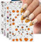 Halloween Nail Stickers, 12 Sheets Self-Adhesive Nail Decal Bats Pumpkin Cobweb Nail Art Decoration Design Supplies