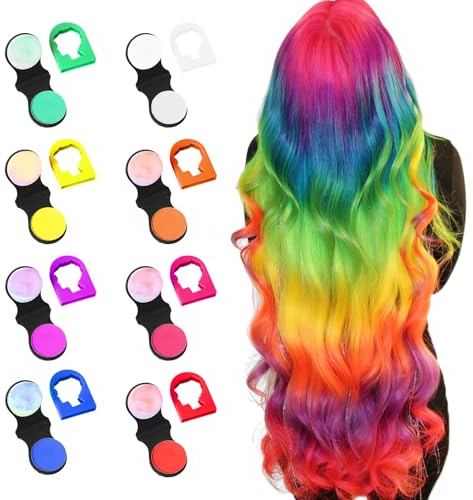 8 Stück Haarkreide, Haarkreiden für Mädchen, Auswaschbare Haarkreide für Kinder, DIY Party Ungiftig Haarkreide, Tragbare Temporäre Haarfarbe, für Damen Kinder Hochzeit Karneval Temporäres Haarfarben