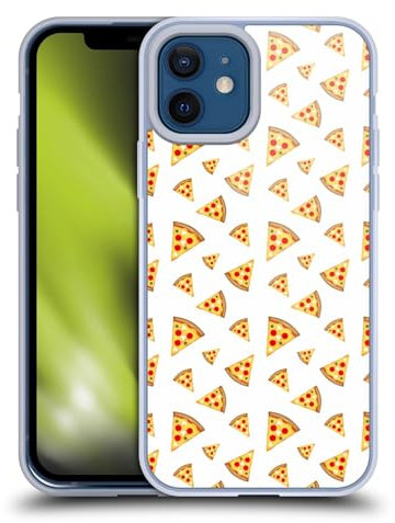 Head Case Designs Offizielle PLdesign Coole Lustige Pizzastücke Weiß Ernährungsmuster Gelhülle [Militärischer Schutzgrad] Kompatibel Mit Apple iPhone 12 / iPhone 12 Pro Und Kompatibel Mit MagSafe