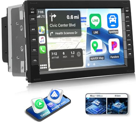 CAMECHO 4+64G 8-Core Autoradio para VW Golf Skoda MK4 Caddy Passat B5 T5 Peugeot 307, 7 Android 13 Wireless Carplay Bluetooth Radio con Cámara Trasera con Android Auto WiFi GPS FM/RDS +Canbus